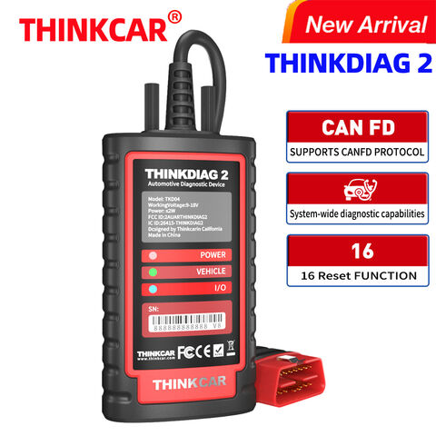 Thinkcar THINKDIAG 2 Leitor de Código OBD2 de Sistema Completo com 16 Funções de Reset para Telefone/Tablet Android/IOS - Ferramenta de Diagnóstico Automotivo