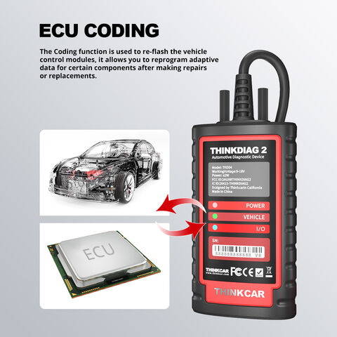Thinkcar THINKDIAG 2 Leitor de Código OBD2 de Sistema Completo com 16 Funções de Reset para Telefone/Tablet Android/IOS - Ferramenta de Diagnóstico Automotivo