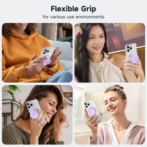 Suporte magnético transparente removível para telefone com capa de silicone, Griptok, suporte magnético para telefone para iPhone 15