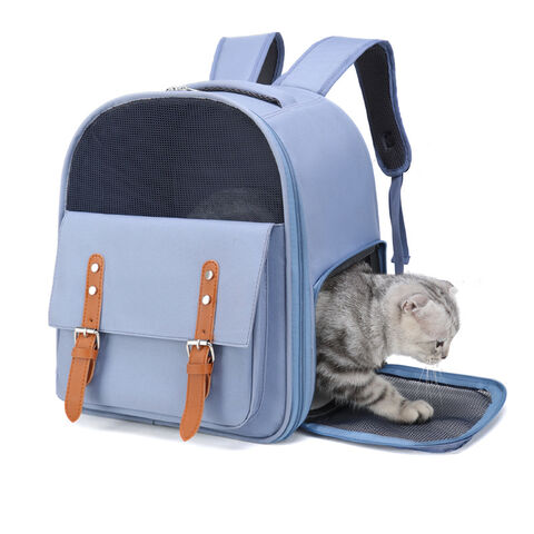 Bolsa portátil transpirable para gatos de fábrica, tela Oxford resistente a los arañazos, bolsa para mascotas para exteriores, mochila plegable para mascotas, venta al por mayor en stock