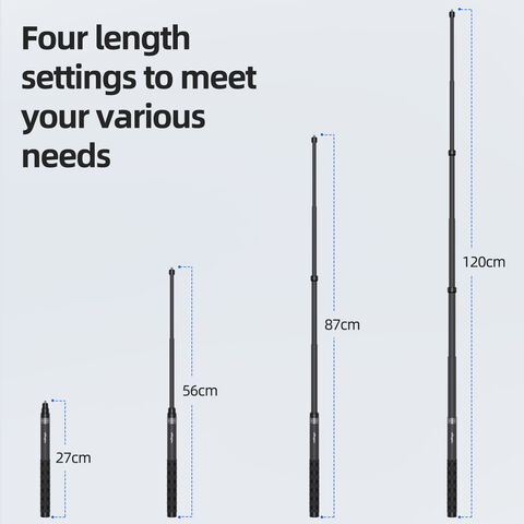 AMagisn 120cm Carbonfaser Unsichtbarer Selfie-Stick für Insta360/DJI OSMO/GoPro Handheld Selfie Stick Zubehör