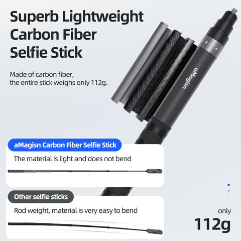 AMagisn 120cm Carbonfaser Unsichtbarer Selfie-Stick für Insta360/DJI OSMO/GoPro Handheld Selfie Stick Zubehör