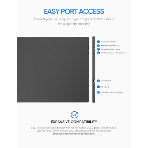 Arzopa A1 15.6 Inci 1080P Full HD FHD LCD LED Monitor Gaming Portabel Perluasan Layar PC Komputer Monitor Portabel Moniteur PC