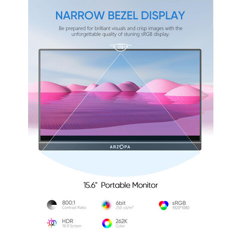 Arzopa A1 15.6 Inci 1080P Full HD FHD LCD LED Monitor Gaming Portabel Perluasan Layar PC Komputer Monitor Portabel Moniteur PC
