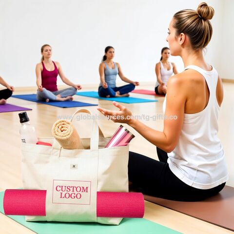 Sac de tapis de yoga personnalisé avec nom et logo, sac de transport en toile pour tapis de yoga, sac à bandoulière pour fitness, pilates, sac fourre-tout pour tapis de yoga
