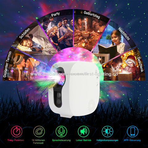 Proyector Inteligente Wifi de Estrellas, LED Láser, Galaxia, Lámpara de Noche Musical, Cielo Estrellado, Luna, Control Inalámbrico por App, Lámpara de Mesa Decorativa