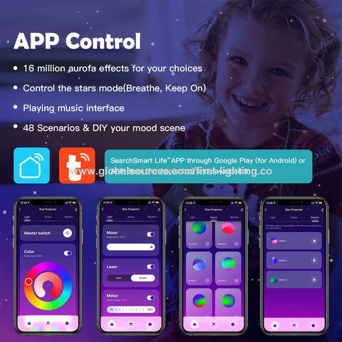 Proyector Inteligente Wifi de Estrellas, LED Láser, Galaxia, Lámpara de Noche Musical, Cielo Estrellado, Luna, Control Inalámbrico por App, Lámpara de Mesa Decorativa