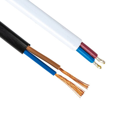 Cabo Elétrico com Revestimento de PVC H03VVH2-F de 2 Condutores, Cabo de Extensão com Cobre Flexível Trançado para Controle