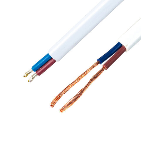 Cabo Elétrico com Revestimento de PVC H03VVH2-F de 2 Condutores, Cabo de Extensão com Cobre Flexível Trançado para Controle