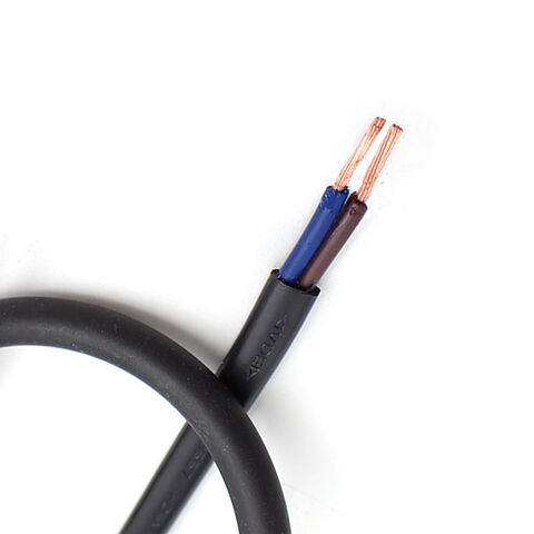 Cabo Elétrico com Revestimento de PVC H03VVH2-F de 2 Condutores, Cabo de Extensão com Cobre Flexível Trançado para Controle