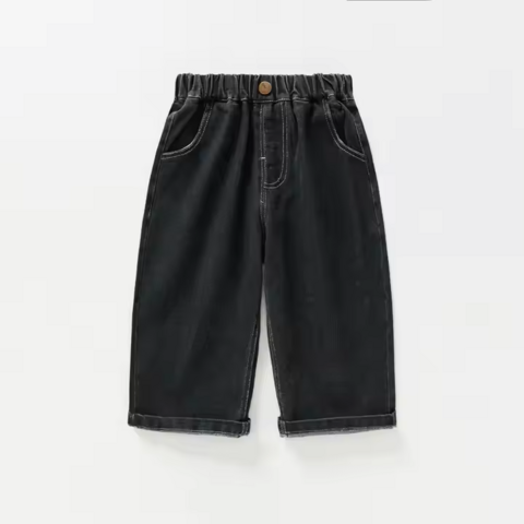Fabrikdirektvertrieb Schwarzes Baumwoll-Polyester-Set, ärmellose Weste, Top, Hose, Unisex-Kinderbekleidung