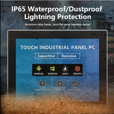 Painel PC Industrial Tátil de Liga de Alumínio de 10" Personalizado IP67 400nits i7 Ultraleve com Cabeça de Aviação, Computador Embutido VESA à Prova de Água