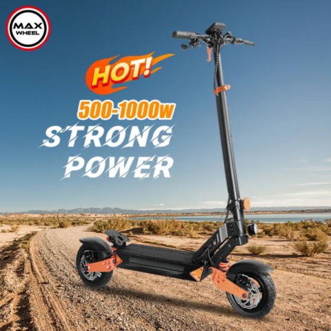MaxWheel Trottinette Électrique Pliante Haute Vitesse 10" 500W 48V Puissant Scooter Tout-Terrain pour Adultes avec Tube Réglable