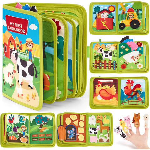 2025 Neues Design Filz Farm Busy Board für Kleinkinder Montessori Ruhiges Aktivitätsbuch mit Lebenskompetenzen, Kognition, Sortieren, Zuordnen