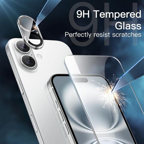 Funda 5 en 1 para i Phone 17 con 2 protectores de pantalla de vidrio templado y protectores de lente de cámara, funda a prueba de golpes que no se pone amarilla