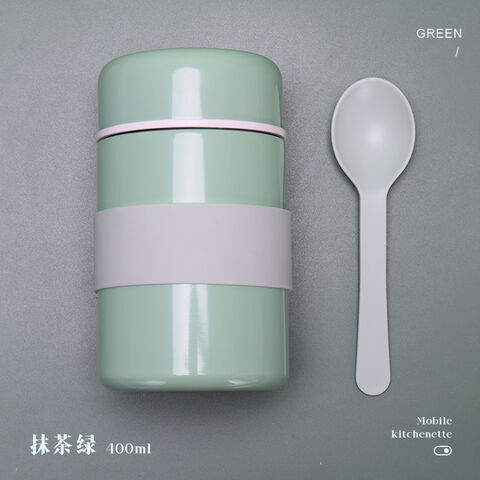 Boîte Alimentaire Isotherme En Acier Inoxydable À Double Paroi 400 ml Pour Enfants Avec Cuillère - Maintien Au Chaud Et Au Froid