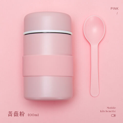 Boîte Alimentaire Isotherme En Acier Inoxydable À Double Paroi 400 ml Pour Enfants Avec Cuillère - Maintien Au Chaud Et Au Froid