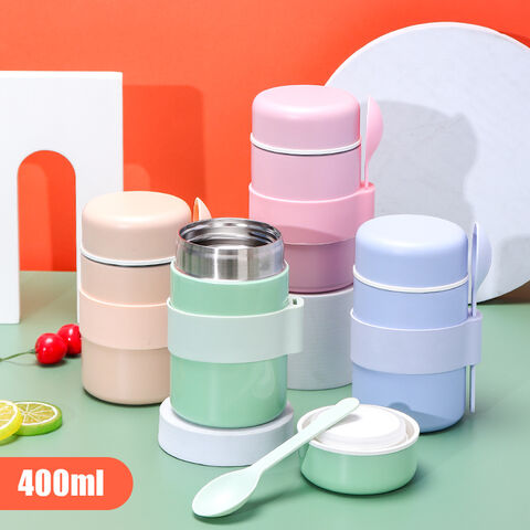 Boîte Alimentaire Isotherme En Acier Inoxydable À Double Paroi 400 ml Pour Enfants Avec Cuillère - Maintien Au Chaud Et Au Froid