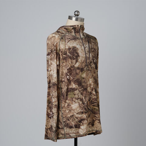 Sudadera con Capucha de Caza para Hombre, Lana Merino, Capa Base de Camuflaje, Mezcla Sintética Resistente al Viento, Corte Atlético para Deportes al Aire Libre en Clima Frío