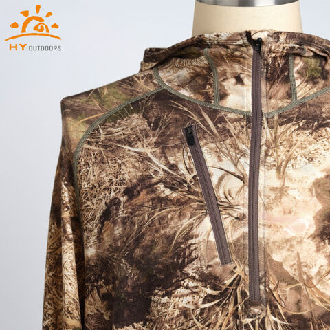 Sudadera con Capucha de Caza para Hombre, Lana Merino, Capa Base de Camuflaje, Mezcla Sintética Resistente al Viento, Corte Atlético para Deportes al Aire Libre en Clima Frío