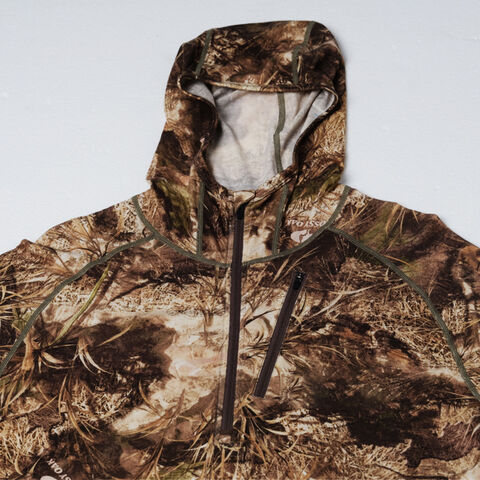 Sudadera con Capucha de Caza para Hombre, Lana Merino, Capa Base de Camuflaje, Mezcla Sintética Resistente al Viento, Corte Atlético para Deportes al Aire Libre en Clima Frío