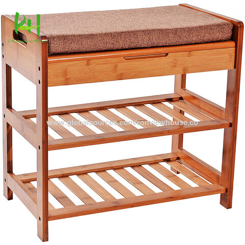 Kratzfeste & langlebige Schuhschränke aus Bambus, Sitzkissen, geeignet für Wohnzimmer, Schlafzimmer, Schrank, Badezimmer.