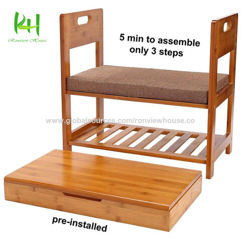 Kratzfeste & langlebige Schuhschränke aus Bambus, Sitzkissen, geeignet für Wohnzimmer, Schlafzimmer, Schrank, Badezimmer.