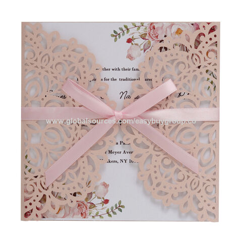 Tarjetas de invitación de boda, Invitaciones de boda, Tarjeta de invitación de boda cortada con láser, Tarjeta de invitación de boda de lujo