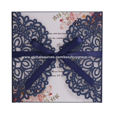 Tarjetas de invitación de boda, Invitaciones de boda, Tarjeta de invitación de boda cortada con láser, Tarjeta de invitación de boda de lujo