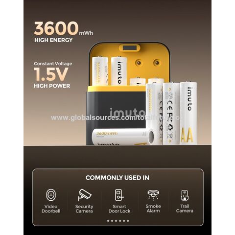 AA 1.5V Wiederaufladbarer Lithium-Ionen-Akku 3600mWh Li-Ion Akku für Spielzeug, Türklingeln, Fernbedienungen