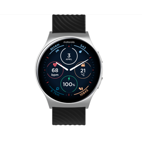 Smartwatch Moto Watch M120 Plata - Rastreador de Actividad Física con Más de 100 Modos Deportivos, Resistencia al Agua IP68, Oxígeno en Sangre