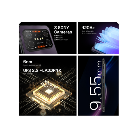 Teléfono Robusto 5G LTE IP68 Impermeable y Resistente a Golpes para Aventureros con Altavoz Potente y Pantalla LED Antirrayas