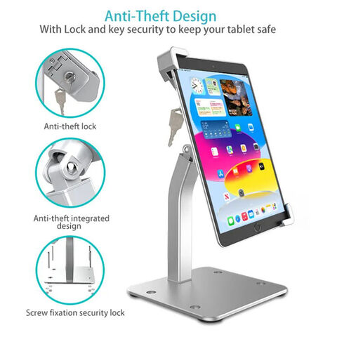 Diebstahlsicherer, drehbarer Tablet-Tischständer aus Aluminiumlegierung, Tablet PC Halterung mit Schloss, Anti-Diebstahl-Sicherung