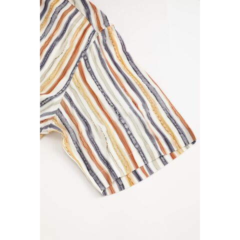 Chemise ample à manches courtes pour hommes avec imprimé rayé coloré