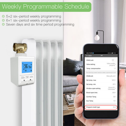 وحدة تحكم ترموستات Tuya ZIGBEE للتدفئة، صمام مشع ذكي حراري دقيق TRV قابل للبرمجة