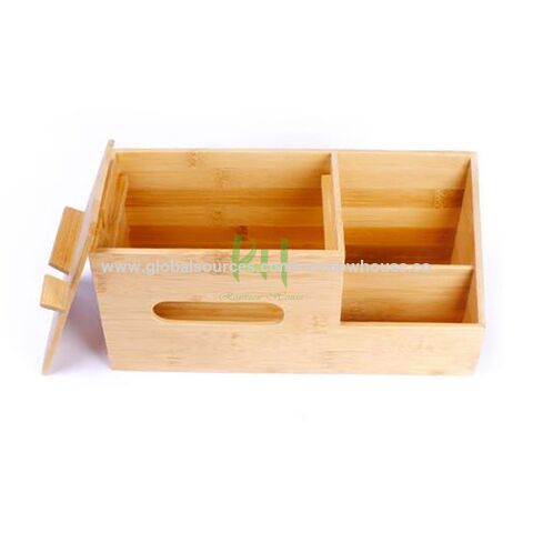 Caixas de Armazenamento de Bambu de Fujian Empilháveis ​​que Economizam Espaço, Caixa de lenços de papel, adequada para colocar canetas, tesouras, etc. na mesa