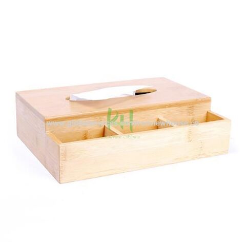 Caixas de Armazenamento de Bambu de Fujian Empilháveis ​​que Economizam Espaço, Caixa de lenços de papel, adequada para colocar canetas, tesouras, etc. na mesa