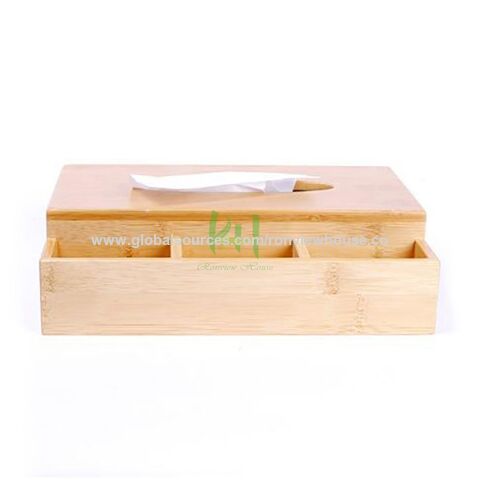 Caixas de Armazenamento de Bambu de Fujian Empilháveis ​​que Economizam Espaço, Caixa de lenços de papel, adequada para colocar canetas, tesouras, etc. na mesa