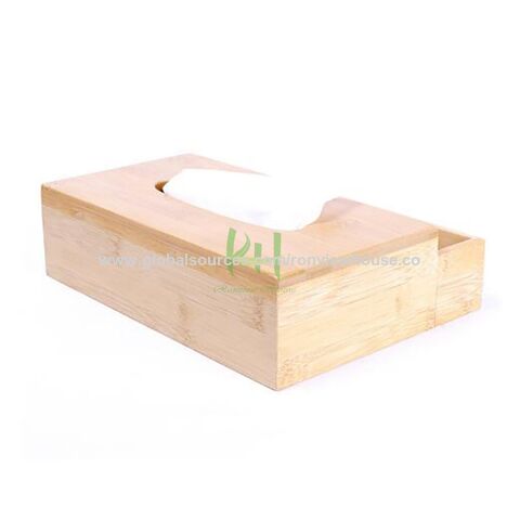Caixas de Armazenamento de Bambu de Fujian Empilháveis ​​que Economizam Espaço, Caixa de lenços de papel, adequada para colocar canetas, tesouras, etc. na mesa