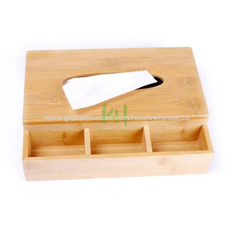 Caixas de Armazenamento de Bambu de Fujian Empilháveis ​​que Economizam Espaço, Caixa de lenços de papel, adequada para colocar canetas, tesouras, etc. na mesa