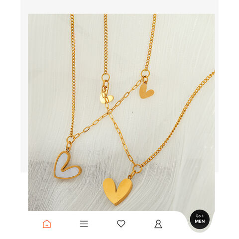 SISSLIA Kalung Wanita Hati Lapis Emas 18k, Bahan Stainless Steel, Model Baru - Perhiasan Fashion Grosir