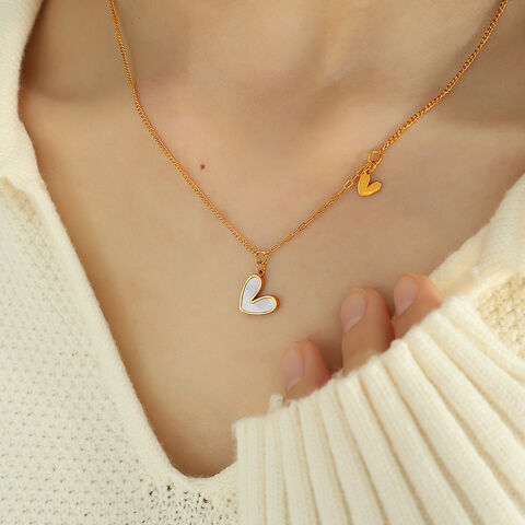 SISSLIA Kalung Wanita Hati Lapis Emas 18k, Bahan Stainless Steel, Model Baru - Perhiasan Fashion Grosir
