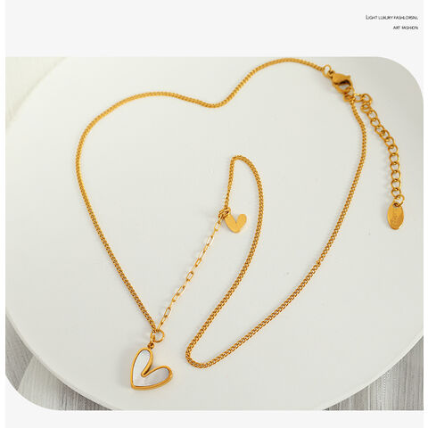 SISSLIA Kalung Wanita Hati Lapis Emas 18k, Bahan Stainless Steel, Model Baru - Perhiasan Fashion Grosir