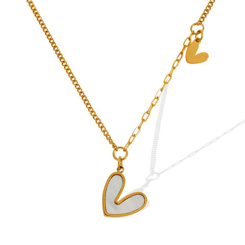 SISSLIA Kalung Wanita Hati Lapis Emas 18k, Bahan Stainless Steel, Model Baru - Perhiasan Fashion Grosir