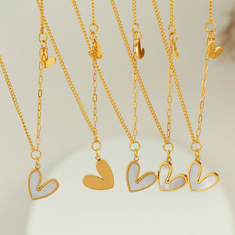 SISSLIA Kalung Wanita Hati Lapis Emas 18k, Bahan Stainless Steel, Model Baru - Perhiasan Fashion Grosir