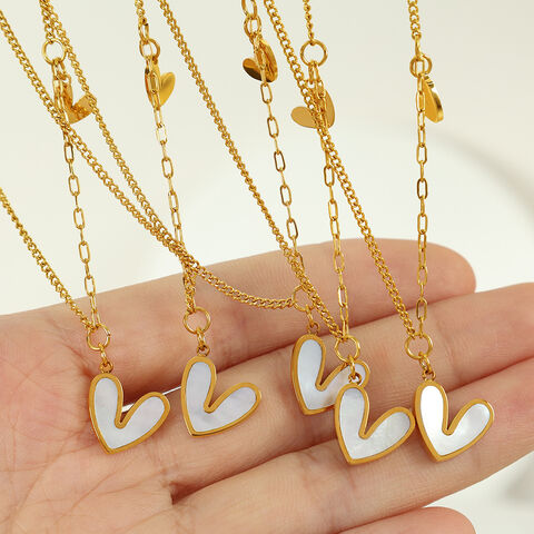 SISSLIA Kalung Wanita Hati Lapis Emas 18k, Bahan Stainless Steel, Model Baru - Perhiasan Fashion Grosir