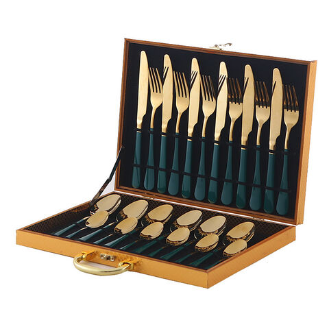 Amazon Edelstahl Besteckset 1010, westliches Messer, Gabel und Löffel, 24-teilige Geschenkbox, Steakmesser, Gabel und Löffel