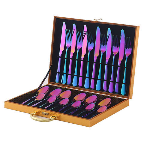 Amazon Edelstahl Besteckset 1010, westliches Messer, Gabel und Löffel, 24-teilige Geschenkbox, Steakmesser, Gabel und Löffel