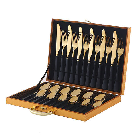 Amazon Edelstahl Besteckset 1010, westliches Messer, Gabel und Löffel, 24-teilige Geschenkbox, Steakmesser, Gabel und Löffel