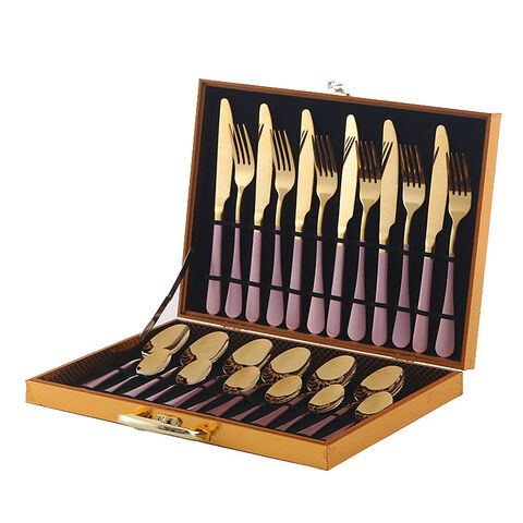 Amazon Edelstahl Besteckset 1010, westliches Messer, Gabel und Löffel, 24-teilige Geschenkbox, Steakmesser, Gabel und Löffel